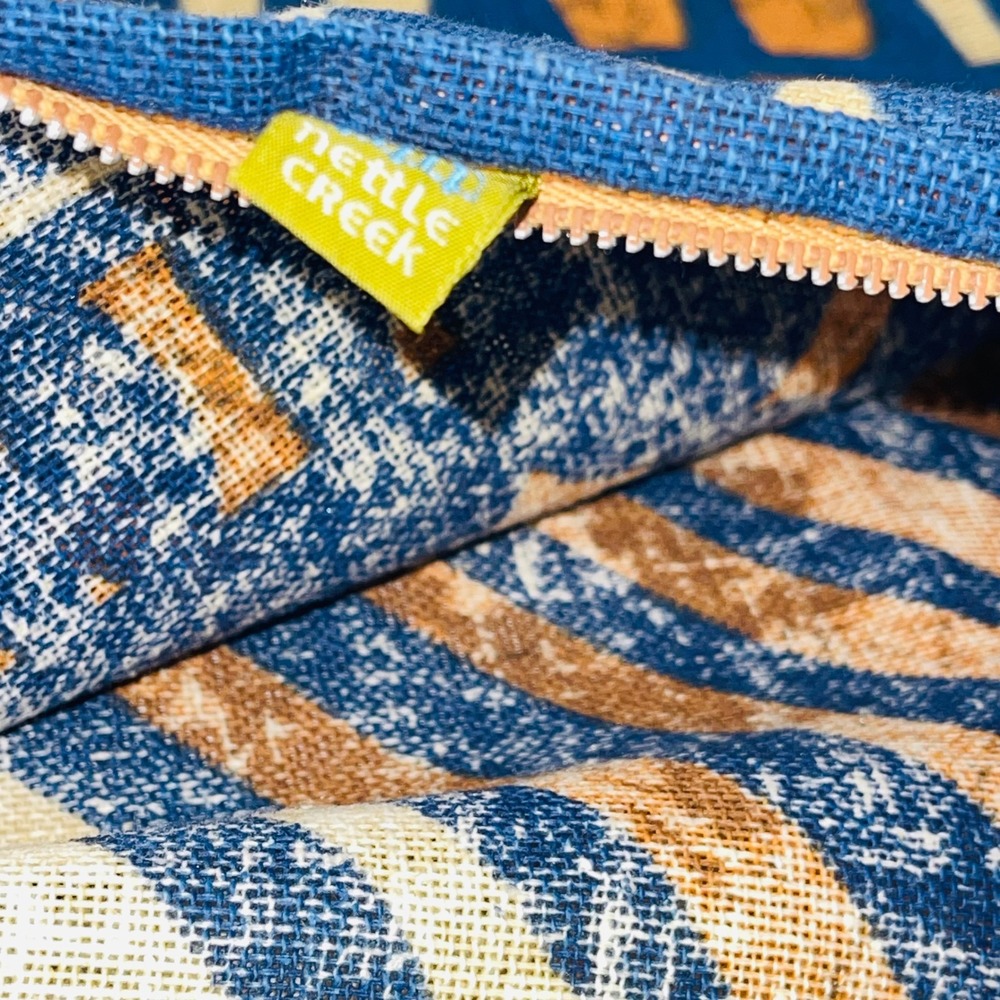 Nettle Creek Vintage Tribal Geometric Pillow Cover Woven Blue Orange 12.5in - Picture 6 of 6